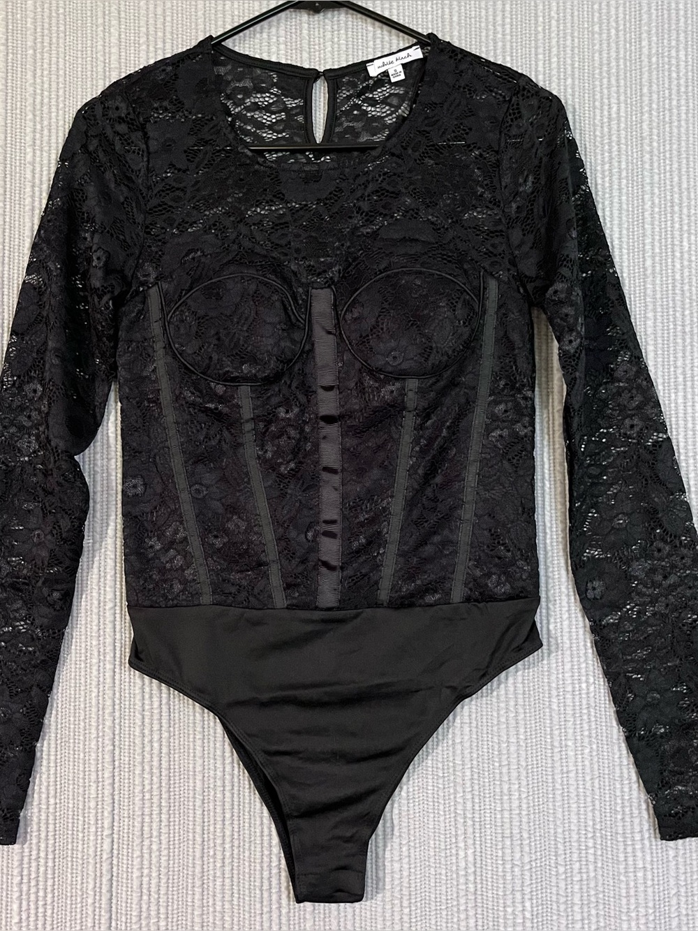 White Birch Black Lace Bodysuit Womens S